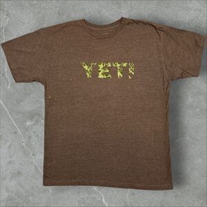 Yeti Men's Camo Spell Out Logo Brown T Shirt - XL